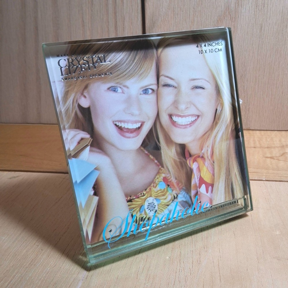 Crystal Lized Argento SC Sicura Glass Frame 4x4 New Shopaholic Swarovski